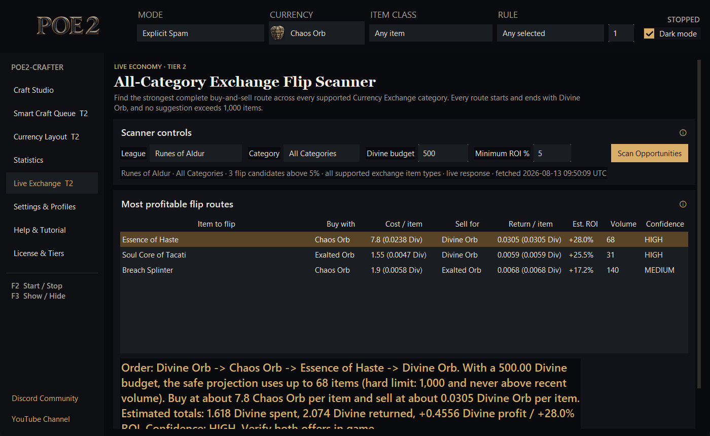 Poe2-Crafter All-Pair Currency Flip Scanner